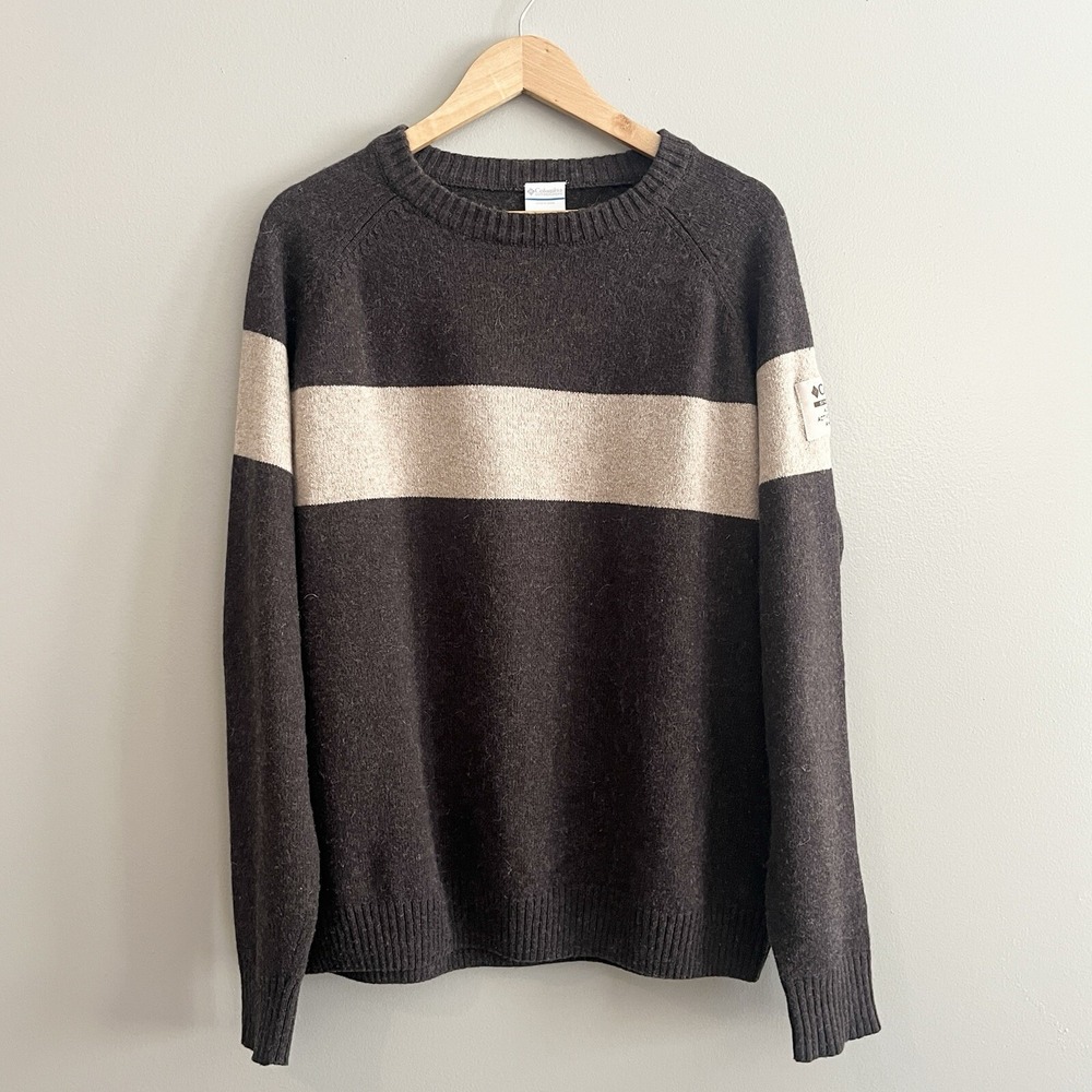 Columbia Cotton Wool Crewneck Sweater Stripe Colorblock Outdoor Men's Unisex XL